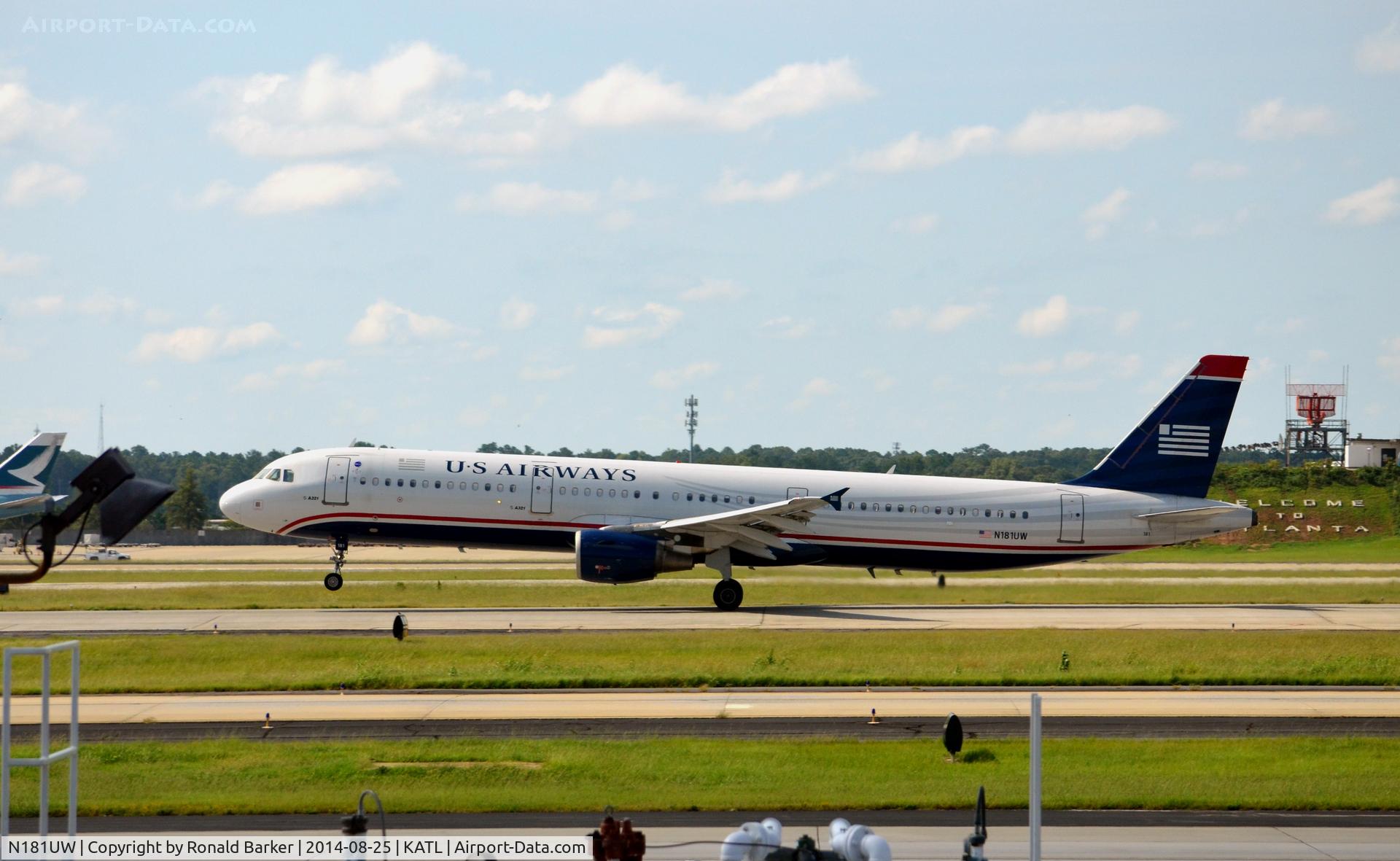 N181UW, 2001 Airbus A321-211 C/N 1531, Takeoff ATL