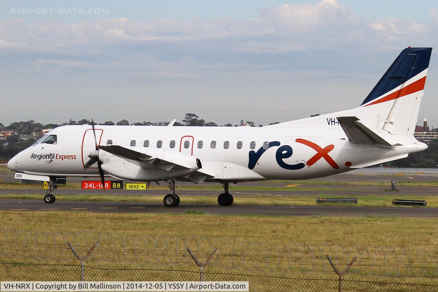 VH-NRX, 1991 Saab 340B C/N 340B-291, taxiing to 34R