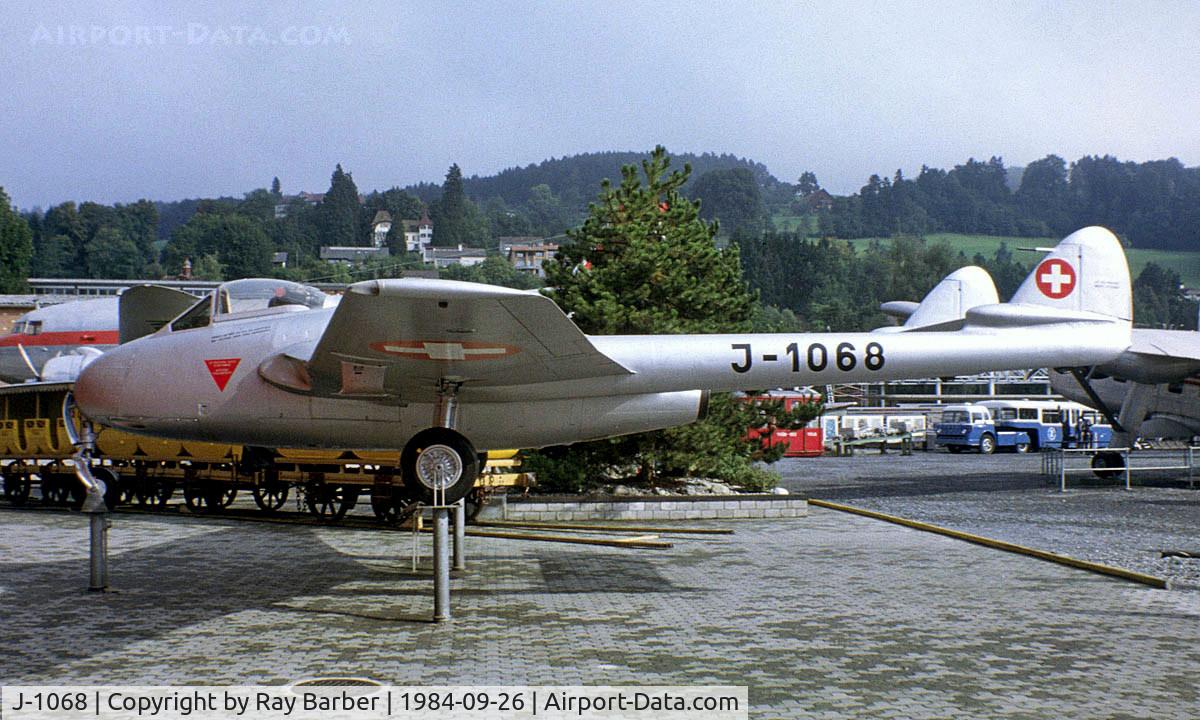 J-1068, De Havilland (FFA) Vampire FB.6 (DH-100) C/N 979, De Havilland DH.100 Vampire FB.6 [V.0186] (Swiss Air Force) Lucerne~HB 26/09/1984. From a slide.