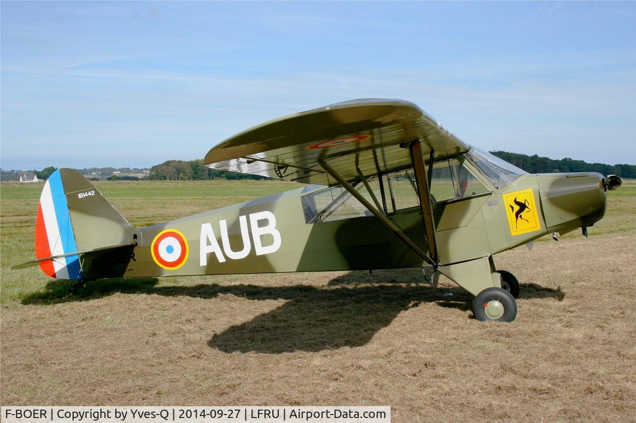 F-BOER, Piper PA-19 Super Cub C/N 181442, Piper PA-19 Super Cub, Morlaix-Ploujean airport (LFRU-MXN) air show in september 2014