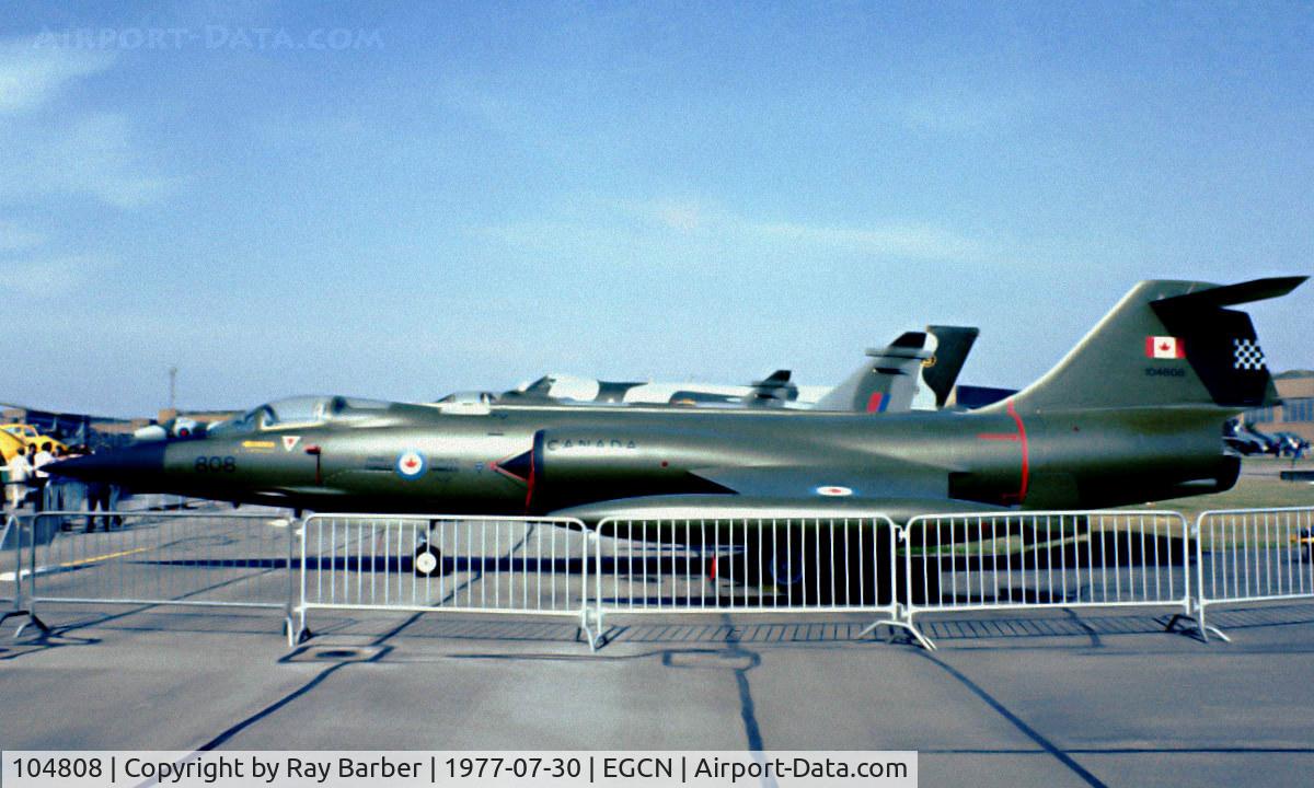 104808, 1962 Canadair CF-104 Starfighter C/N 683A-1108, Lockheed CF-104G Starfighter [683A-1108] (Canadian Armed Forces) RAF Finningley~G 30/07/1977. From a slide.