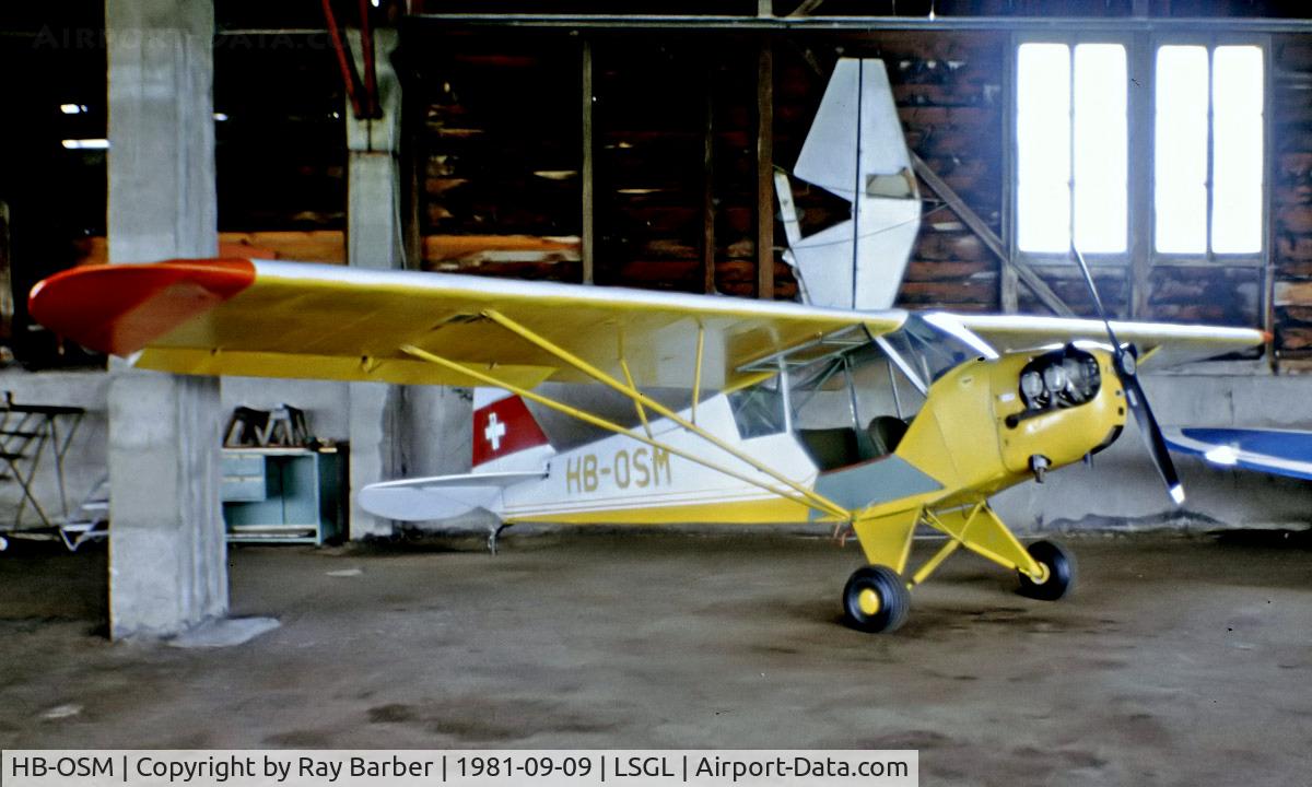 HB-OSM, 1944 Piper L-4H Grasshopper (J3C-65D) C/N 12252, Piper L-4H Grasshopper [12252] Lausanne~HB 09/09/1981. From a slide.