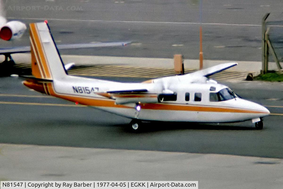 N81547, 1977 Rockwell 690B Turbo Commander C/N 11367, Rockwell Turbo Commandder 690B [11367] Gatwick~G 05/04/1977 . From a slide.