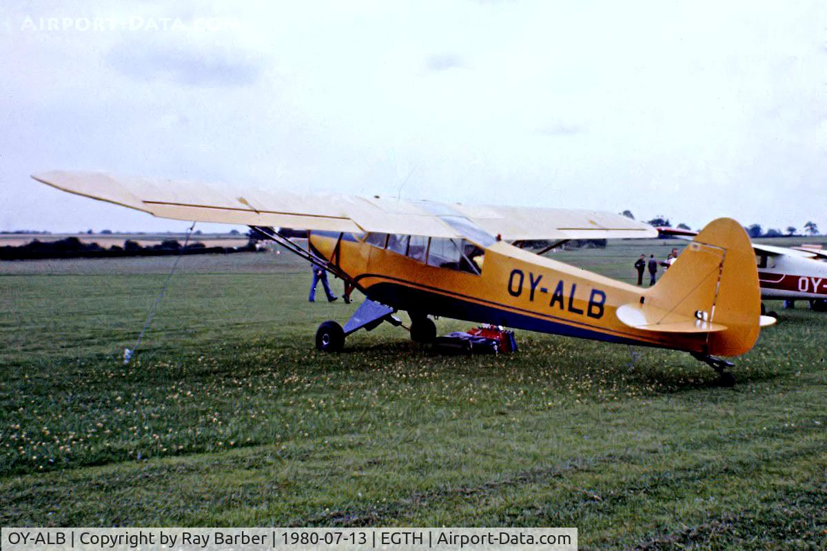 OY-ALB, 1951 Piper PA-18-95 (L-18C) Super Cub C/N 18-1355, Piper L-18C 95 Super Cub [18-1355] Old Warden~G 13/07/1980. From a slide.