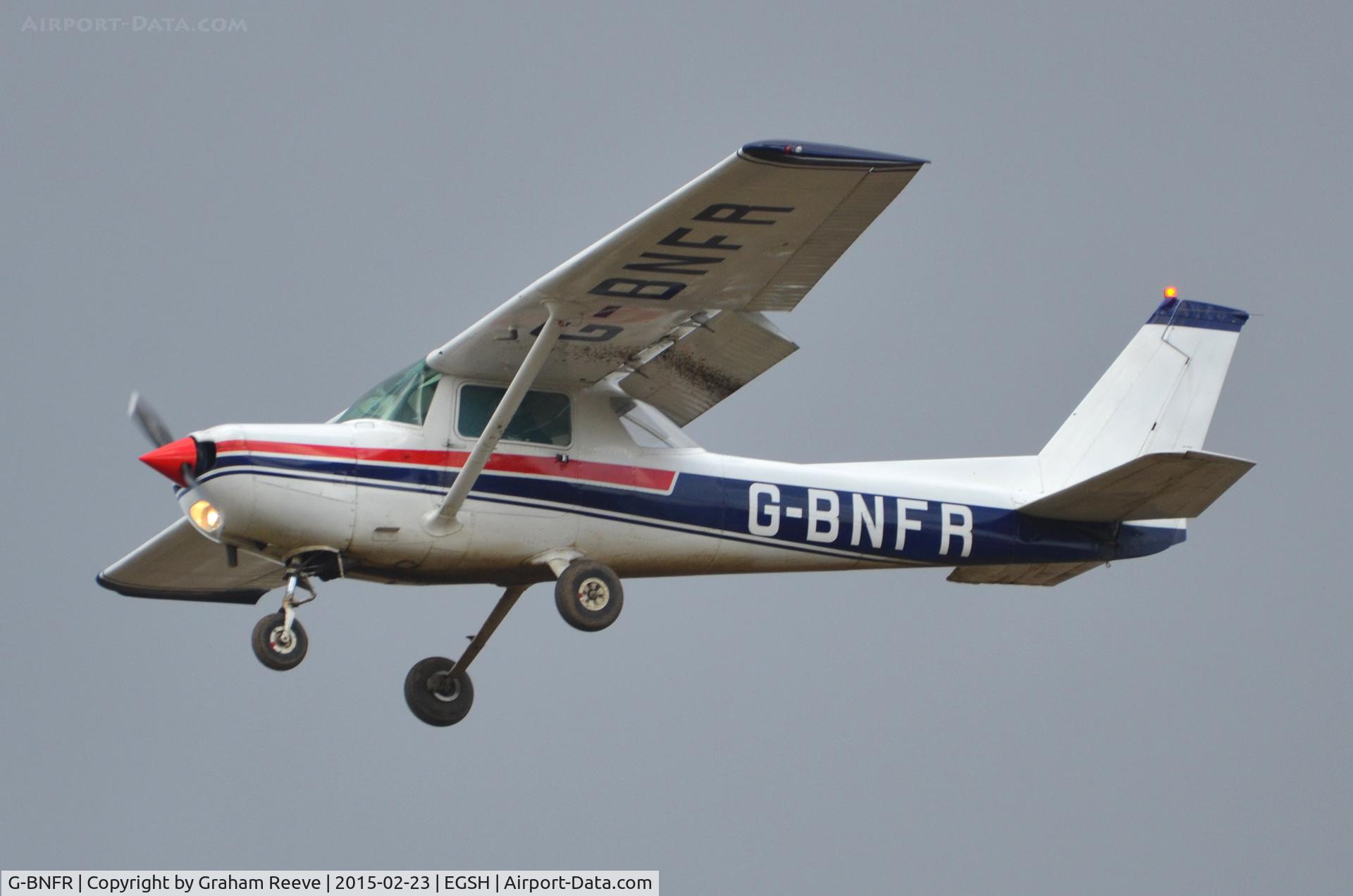 G-BNFR, 1978 Cessna 152 C/N 15282035, About to land at Norwich.