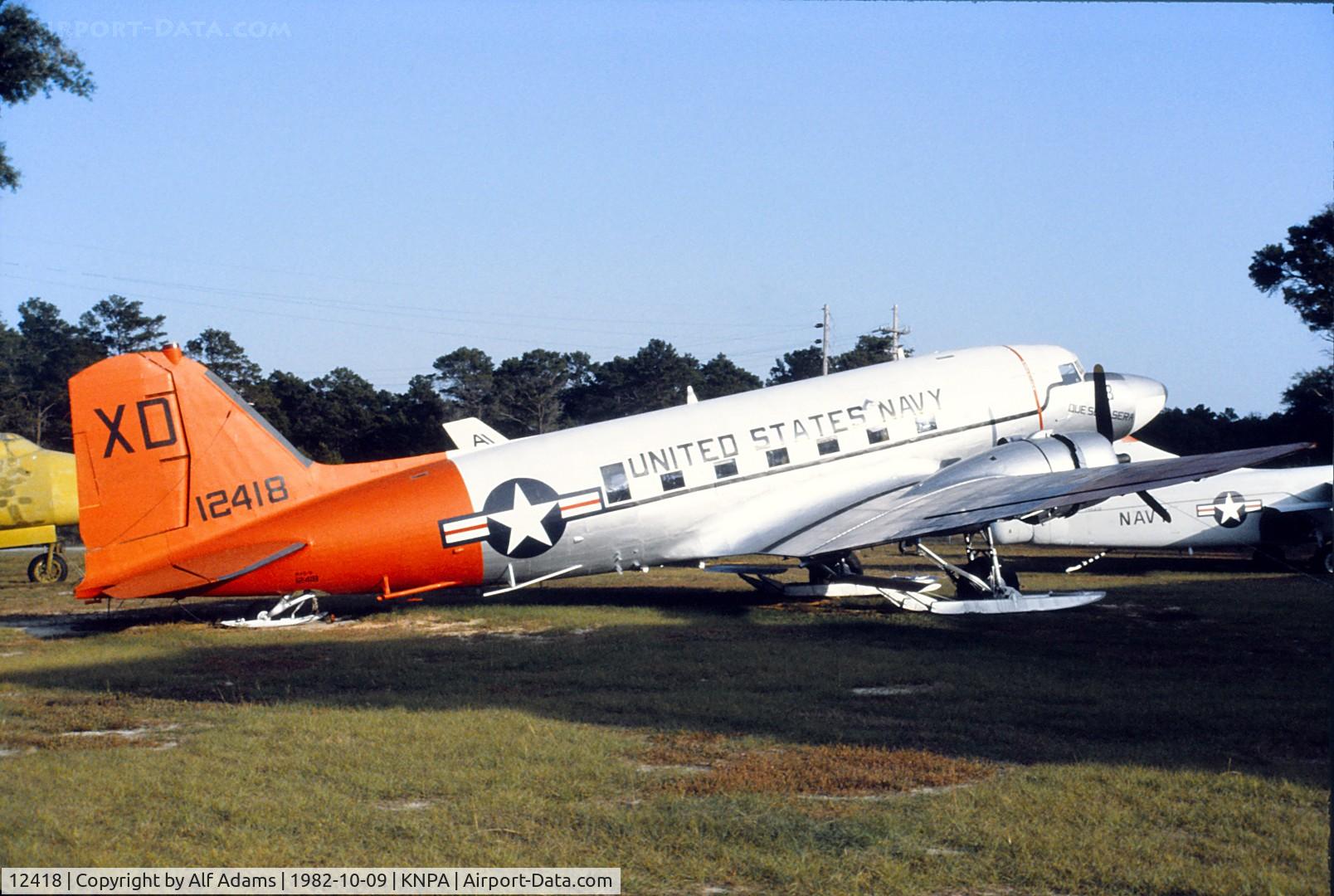 12418, 1942 Douglas LC-47H-20-DL Skytrain C/N 9358, Shown at the National Naval Aviation Museum, Pensacola, Florida in 1982.