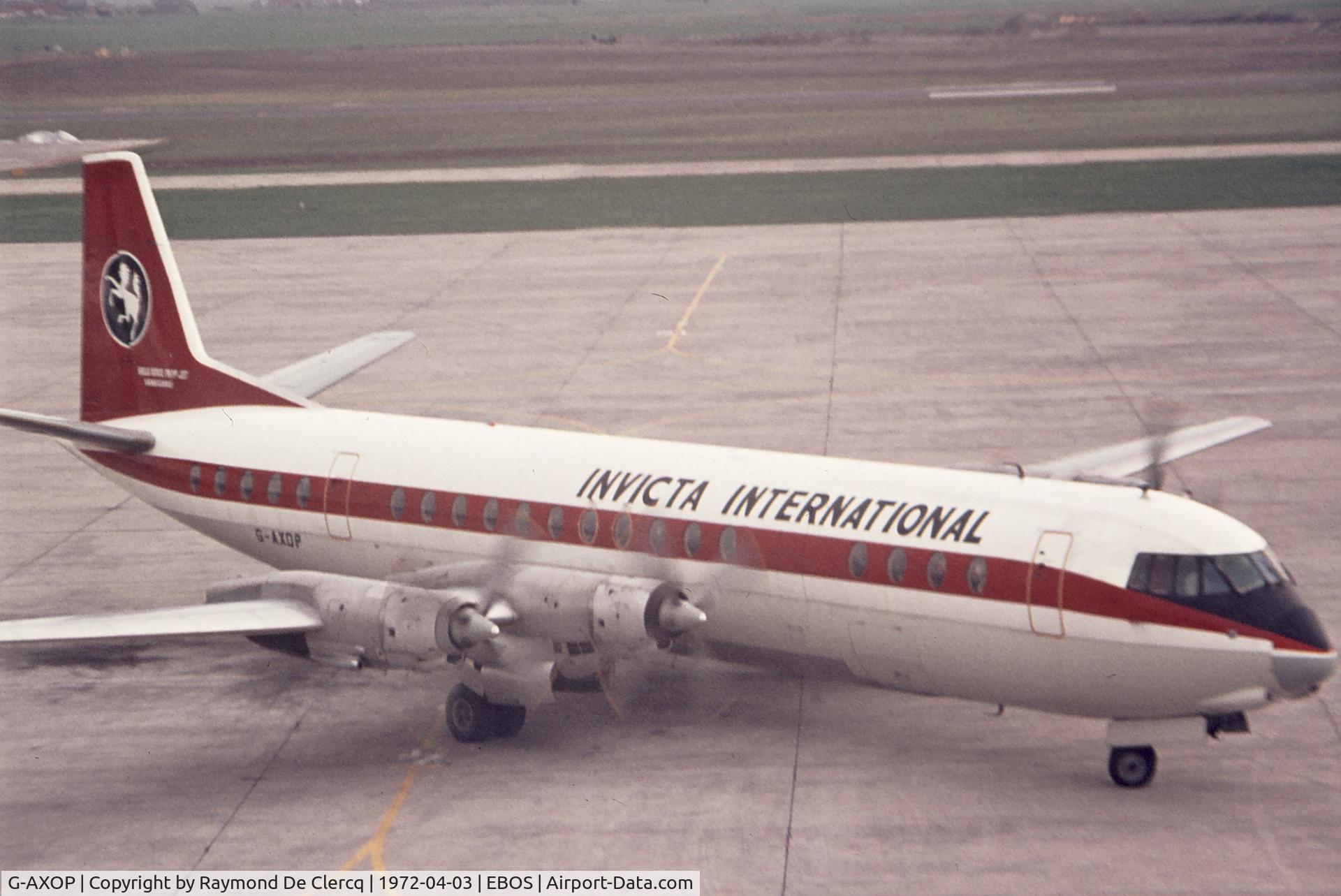 G-AXOP, 1962 Vickers Vanguard 952 C/N 745, Taxiing out at Ostend airport.