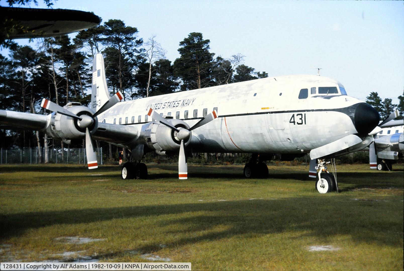 128431, 1952 Douglas VC-118B Liftmaster (R6D-1) C/N 43404, Displayed at the National Naval Aviation Museum, Pensacola, Florida in 1982.