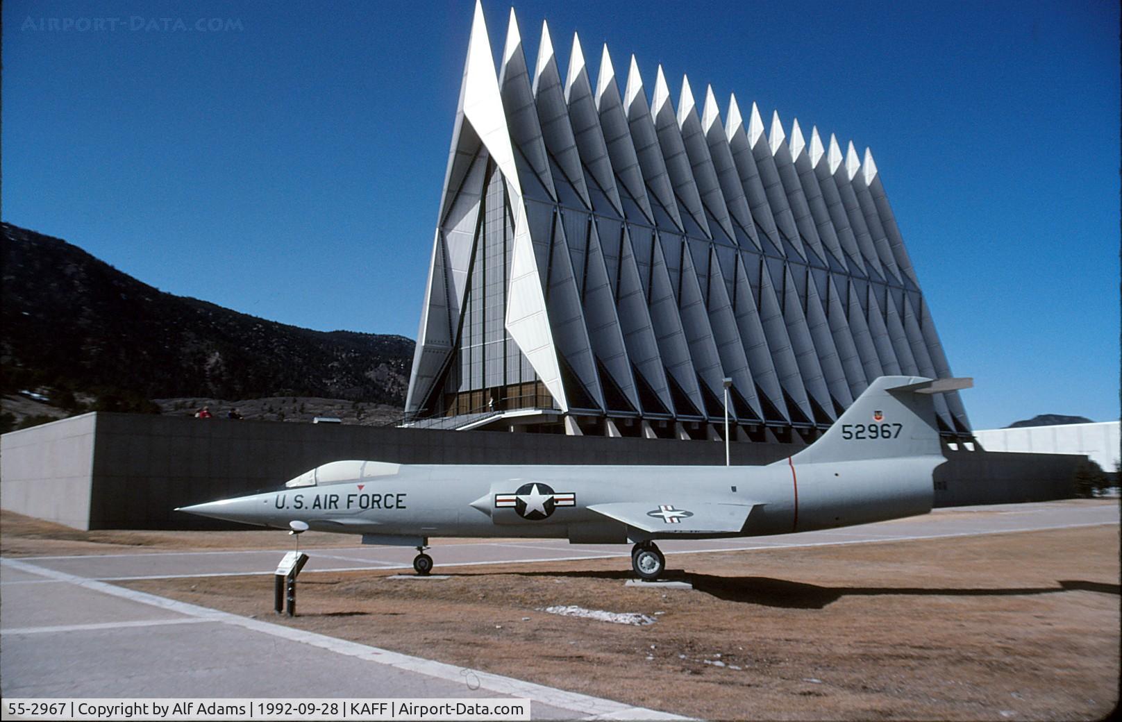 55-2967, 1956 Lockheed YF-104A Starfighter C/N 183-1013, At the USAF Academy, Colorado Springs, Colorado in 1992.