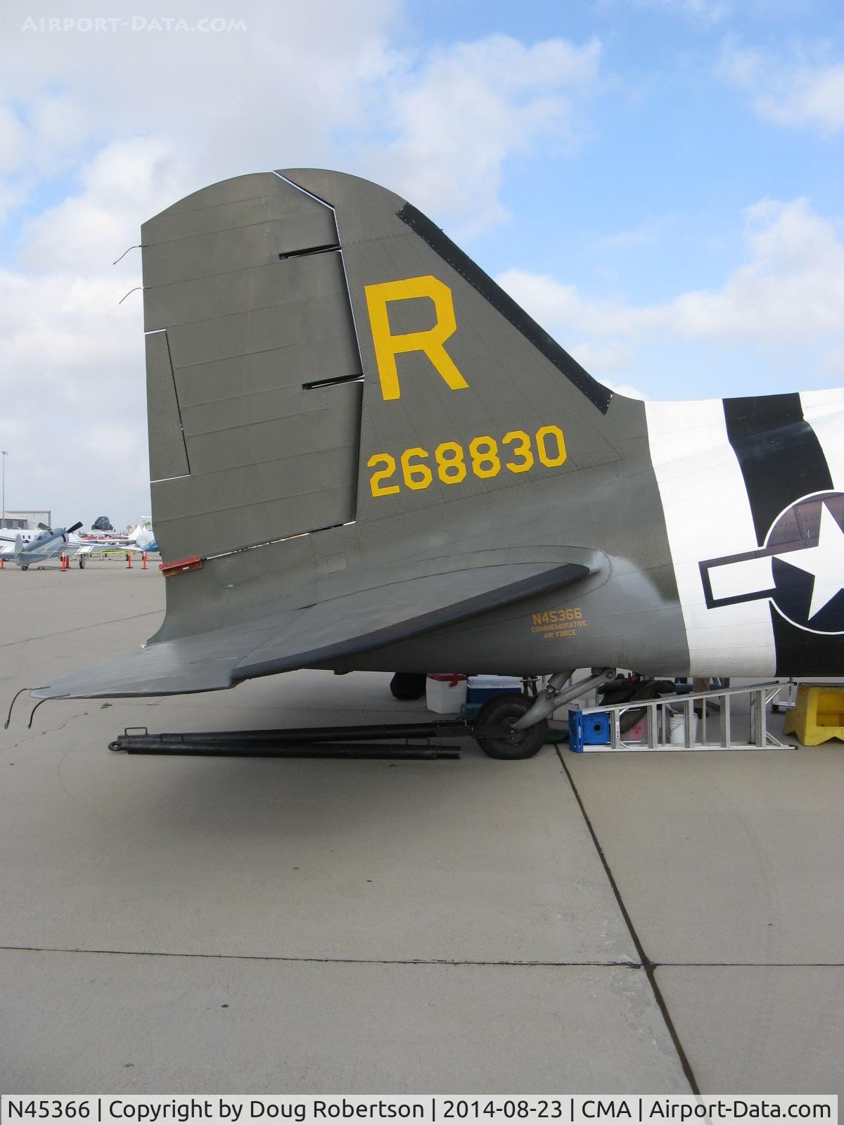 N45366, 1943 Douglas C-53D-DO Skytrooper (DC-3A) C/N 11757, 1943 Douglas C53D SKYTROOPER 'D-Day Doll', two Curtiss-Wright R-1820-56 Cyclone 9 cylinder radials, 1,200 Hp each, tail data