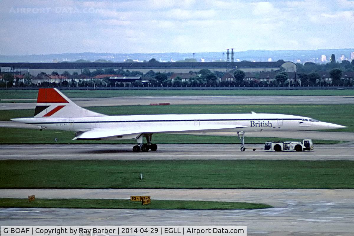 G-BOAF, 1979 Aerospatiale-BAC Concorde 1-102 C/N 100-016, BAC/SUD Concorde 102 [216] (British Airways) (date unknown). From a slide.