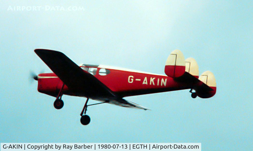 G-AKIN, 1947 Miles M38 Messenger 2A C/N 6728, Miles M.38 Messenger 2A [6728] Old Warden~G 13/07/1980. From a slide.