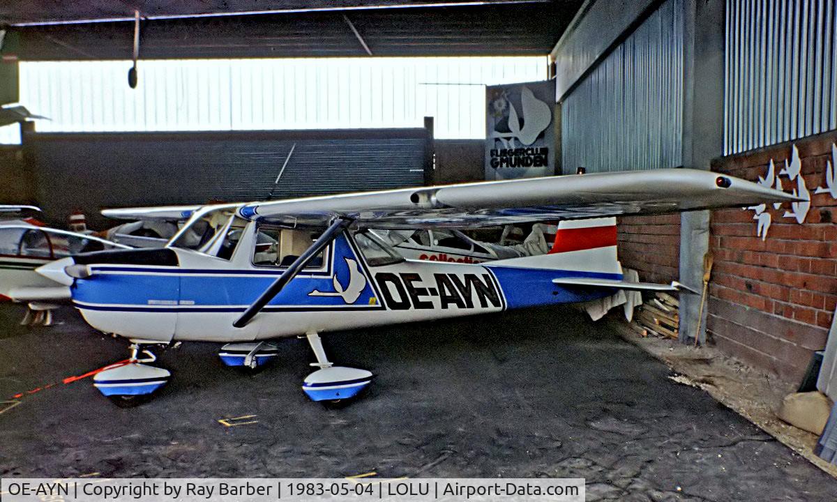 OE-AYN, 1964 Cessna 150D C/N 15060596, Cessna 150D [150-60596] Gmunden~OE 04/05/1983. From a slide.