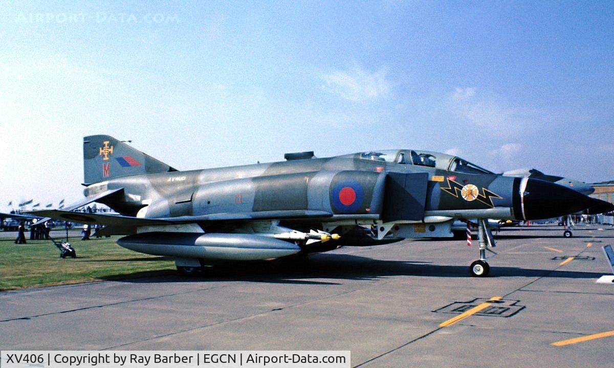 XV406, 1968 McDonnell Douglas Phantom FGR2 C/N 2928-0038, McDonnell-Douglas F-4M FGR.2 Phantom II [2928] (Royal Air Force) RAF Finningley 30/07/1977. From a slide.