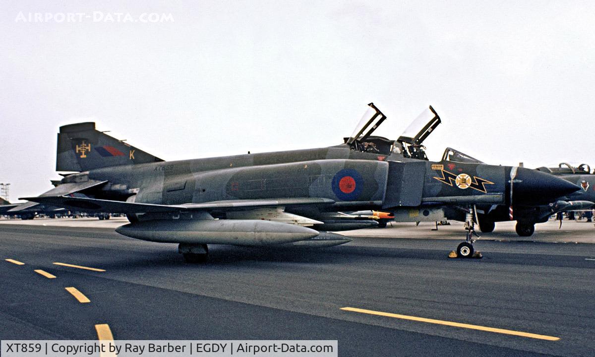 XT859, 1968 McDonnell Douglas Phantom FG1 C/N 2279, McDonnell-Douglas F-4K FGR.1 Phantom II [2928] (Royal Air Force) RNAS Yeovilton~G 31/07/1982. From a slide.
