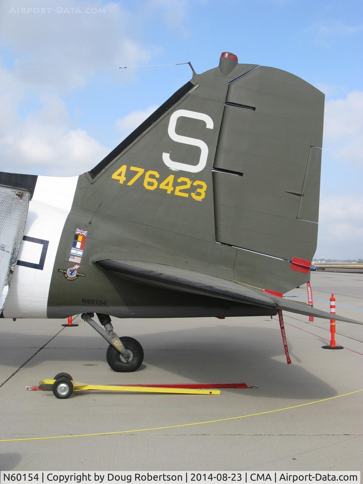 N60154, 1943 Douglas C-47B-25-DK Skytrain (Dakota III) C/N 16007/32755, 1943 Douglas DC-3C as C47B 'What's Up Doc?', two P&W R-1830-92 14 cylinder radials 1,200 Hp each, tail data