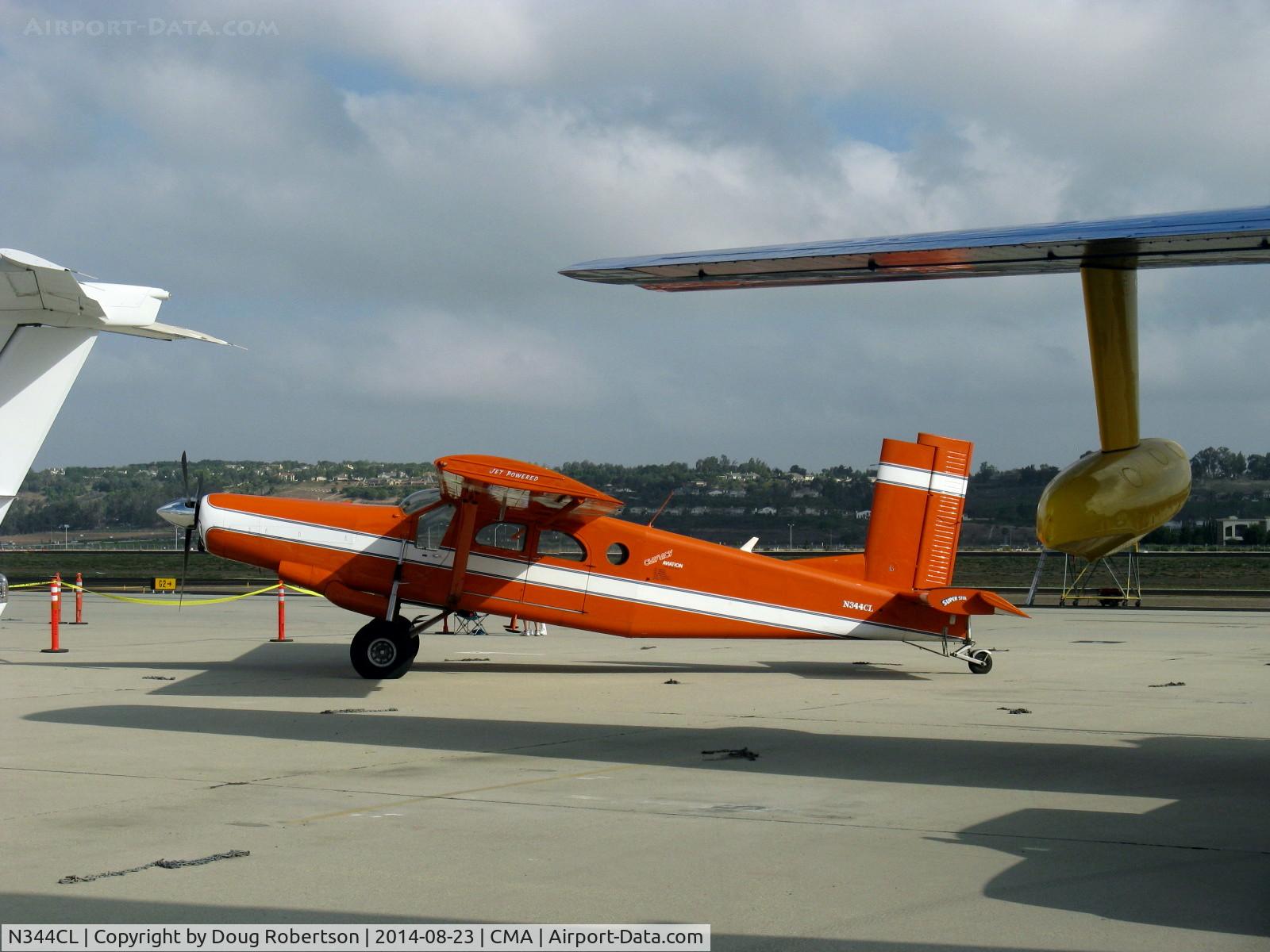 N344CL, 1968 Fairchild PC-6/C2-H2 Heli-Porter C/N 2019, Clay Lacy's 1968 Fairchild Heli-Porter PILATUS PC6/-H2 PORTER STOL, one Airesearch TPE331 575 shp Turboprop, CS prop with reversible pitch, can taxi backwards, parked