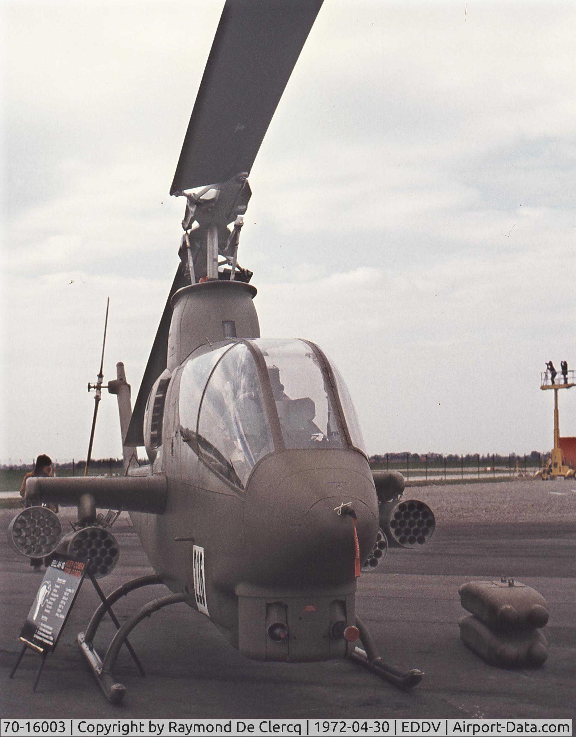 70-16003, 1970 Bell AH-1G Cobra C/N 20947, 16003 at the Hanover show 1972.