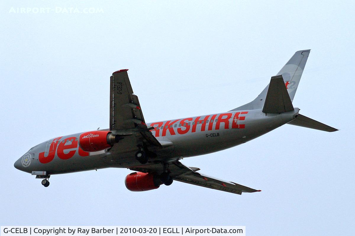G-CELB, 1986 Boeing 737-377 C/N 23664, Boeing 737-377 [23664] (Jet 2) Home~G 20/03/2010. On approach 27R.