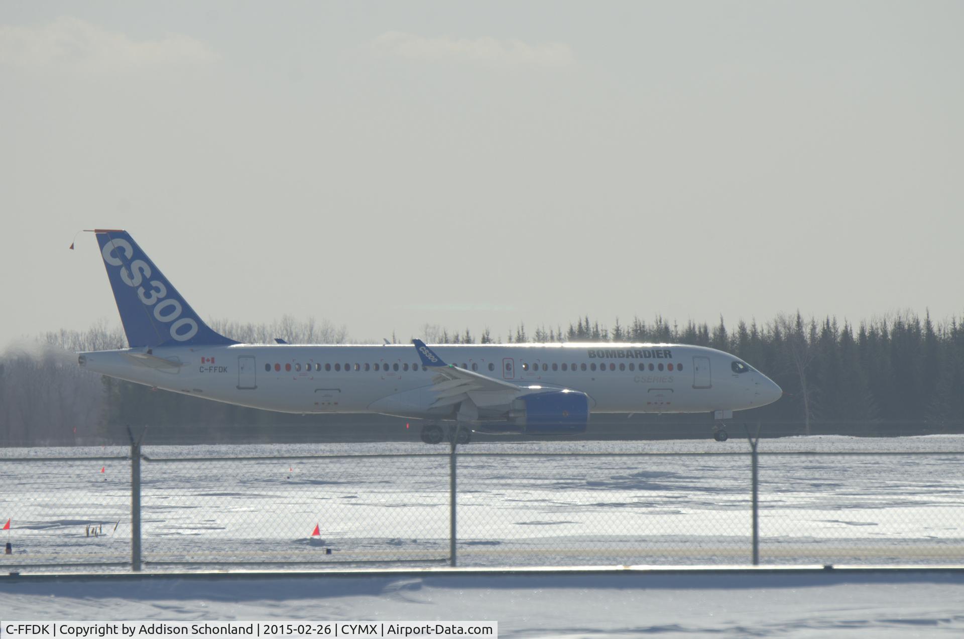C-FFDK, 2014 Bombardier CSeries CS300 (BD-500-1A11) C/N 55001, First Bombardier CS300 prototype, named FTV7 as the 7th Flight Test Vehicle in the Bombardier CSeries fleet, doing some high speed taxi tests before first flight in Mirabel.