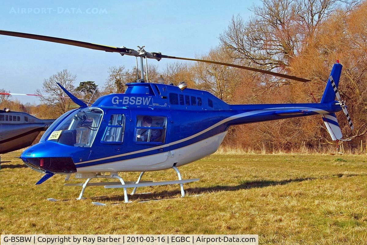 G-BSBW, 1982 Bell 206B JetRanger III C/N 3664, Bell 206B3 Jet Ranger III [3664] Cheltenham Racecourse~G 16/03/2010