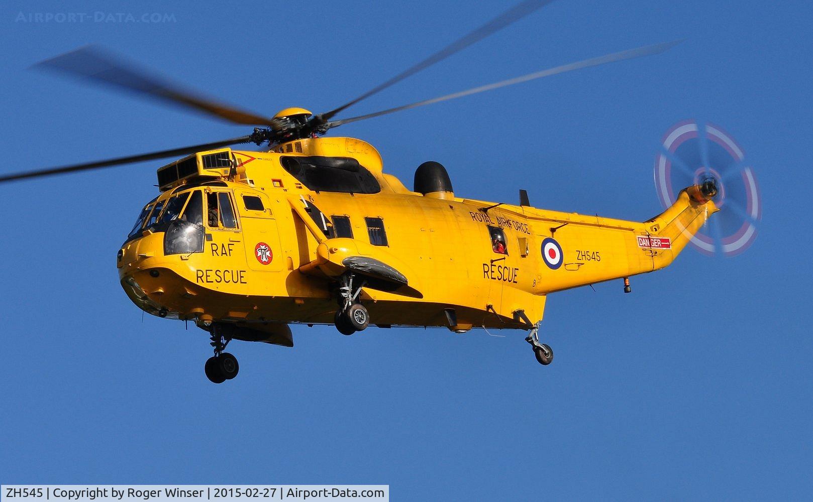 ZH545, 1997 Westland Sea King HAR.3A C/N WA1011, Off airport. Rescue helicopter operated by 22 Squadron RAF enroute to it's base at RMB Chivenor, Devon after lifting off from King George V Playing Fields, Ashleigh Road, Swansea.