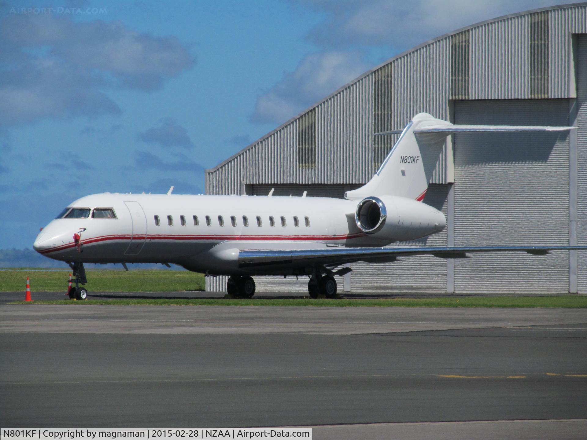 N801KF, 2000 Bombardier BD-700-1A10 Global Express C/N 9073, At NZAA for CWC2015 match - score at moment NZ 79-3 need 73 runs to win