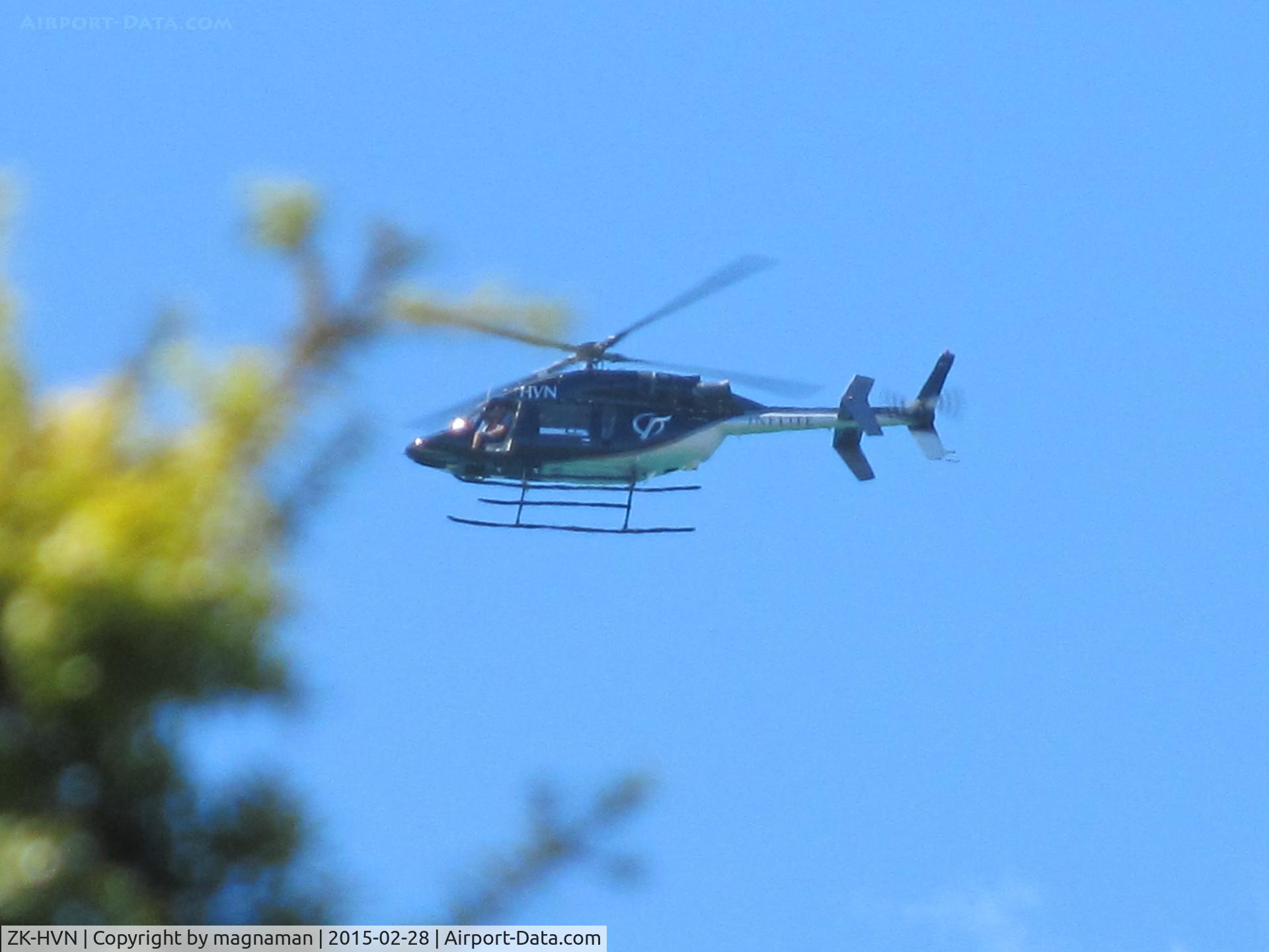 ZK-HVN, Bell 427 C/N 56017, over back garden - nearly hit tree!