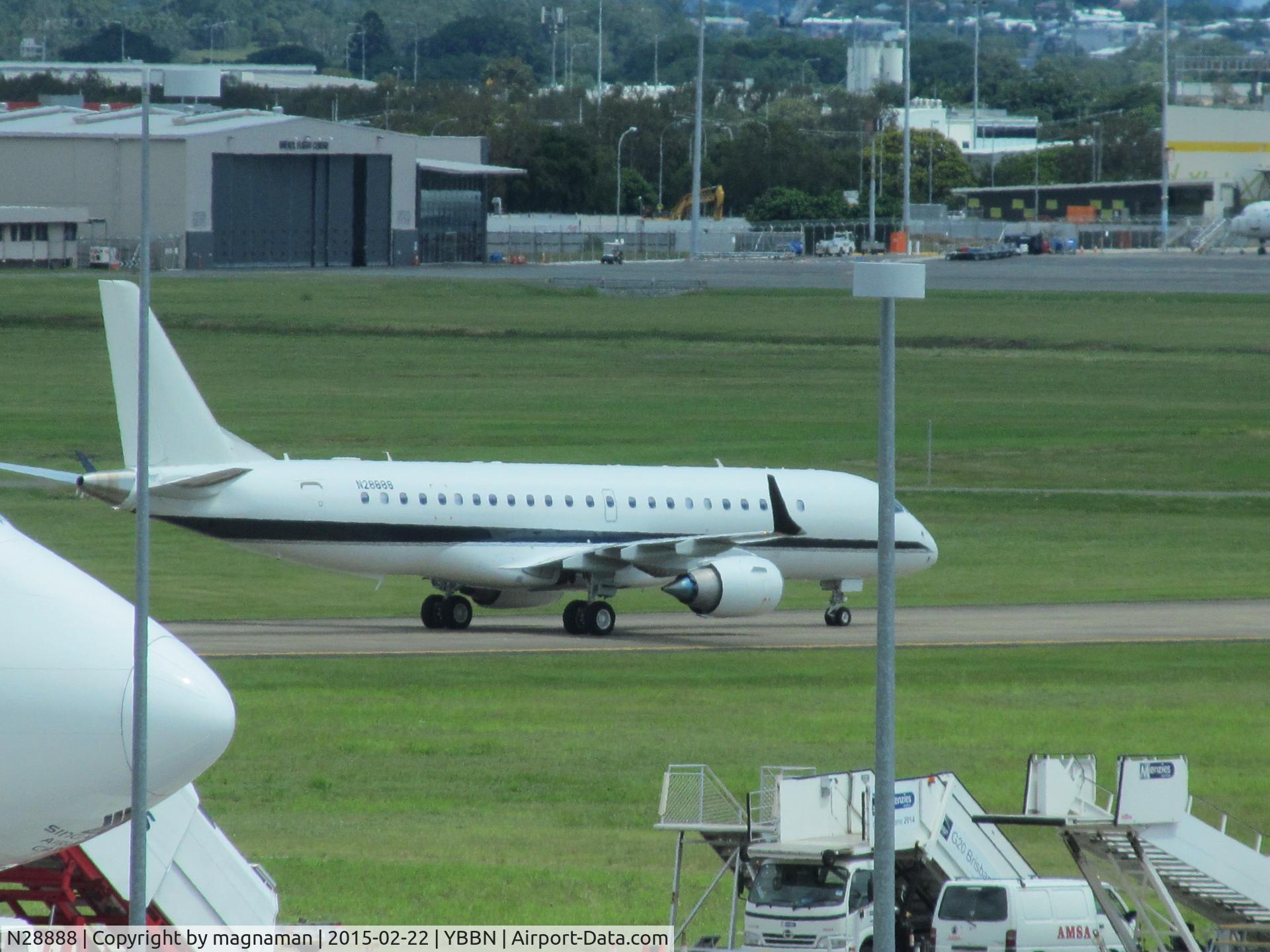 N28888, 2013 Embraer ERJ-190-100ECJ Lineage 1000 C/N 19000571, just landed and taxying to stand