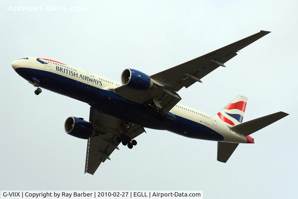 G-VIIX, 1999 Boeing 777-236 C/N 29966, Boeing 777-236ER [29966] (British Airways) Home~G 27/02/2010. On approach 27R.