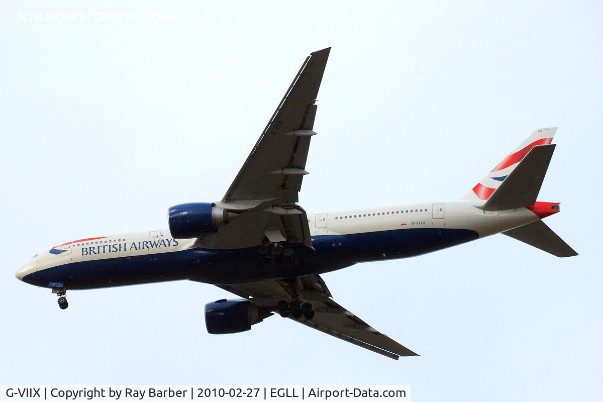 G-VIIX, 1999 Boeing 777-236 C/N 29966, Boeing 777-236ER [29966] (British Airways) Home~G 27/02/2010. On approach 27R.