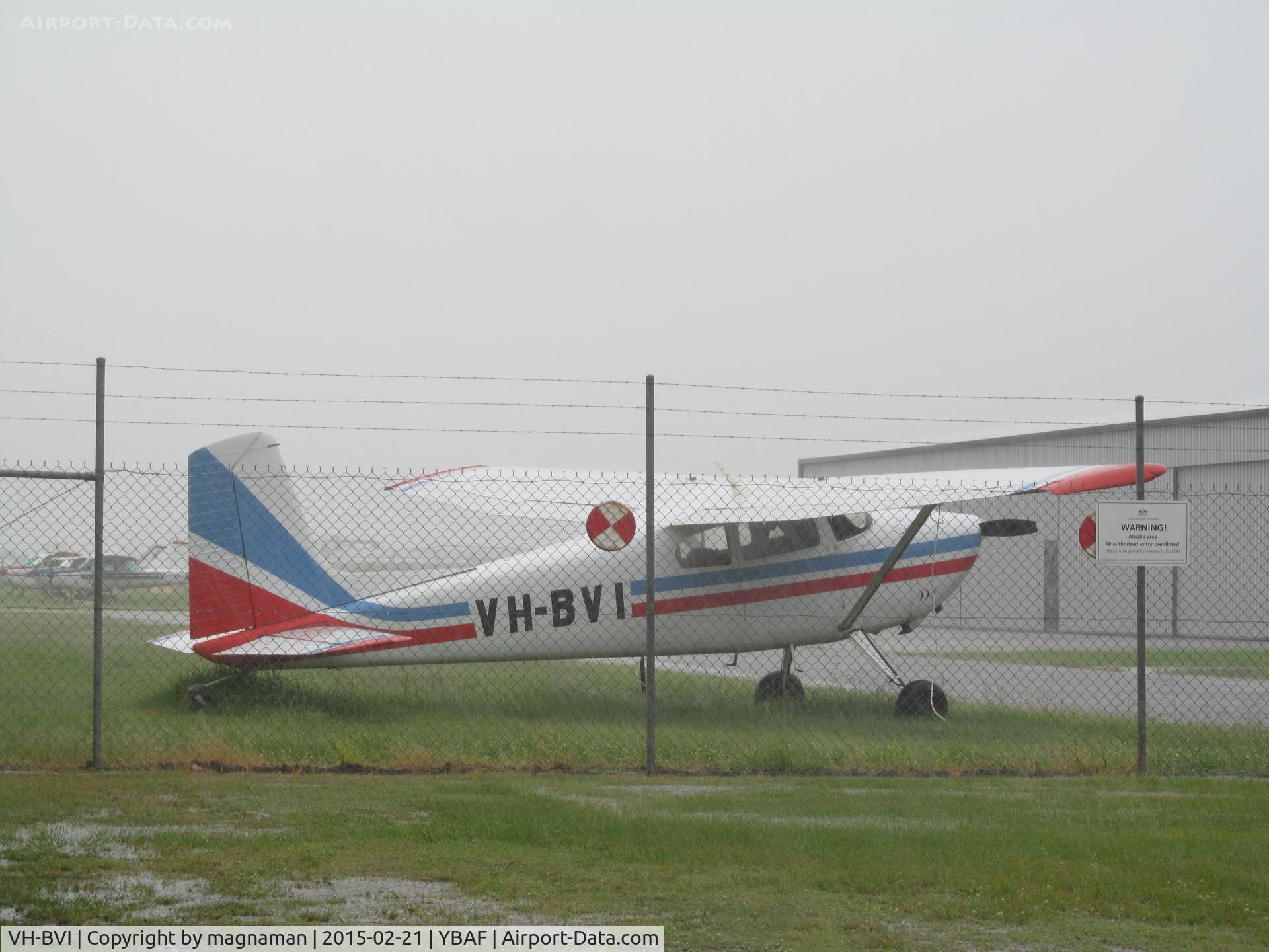VH-BVI, 1961 Cessna 180C C/N 50752, it was just too wet to get out and get a closer photo!