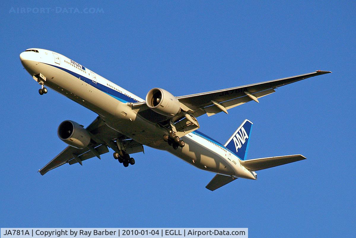 JA781A, 2007 Boeing 777-381/ER C/N 27041, Boeing 777-381ER [27041] (All Nippon Airways) Home~G 04/01/2010. On approach 27R.