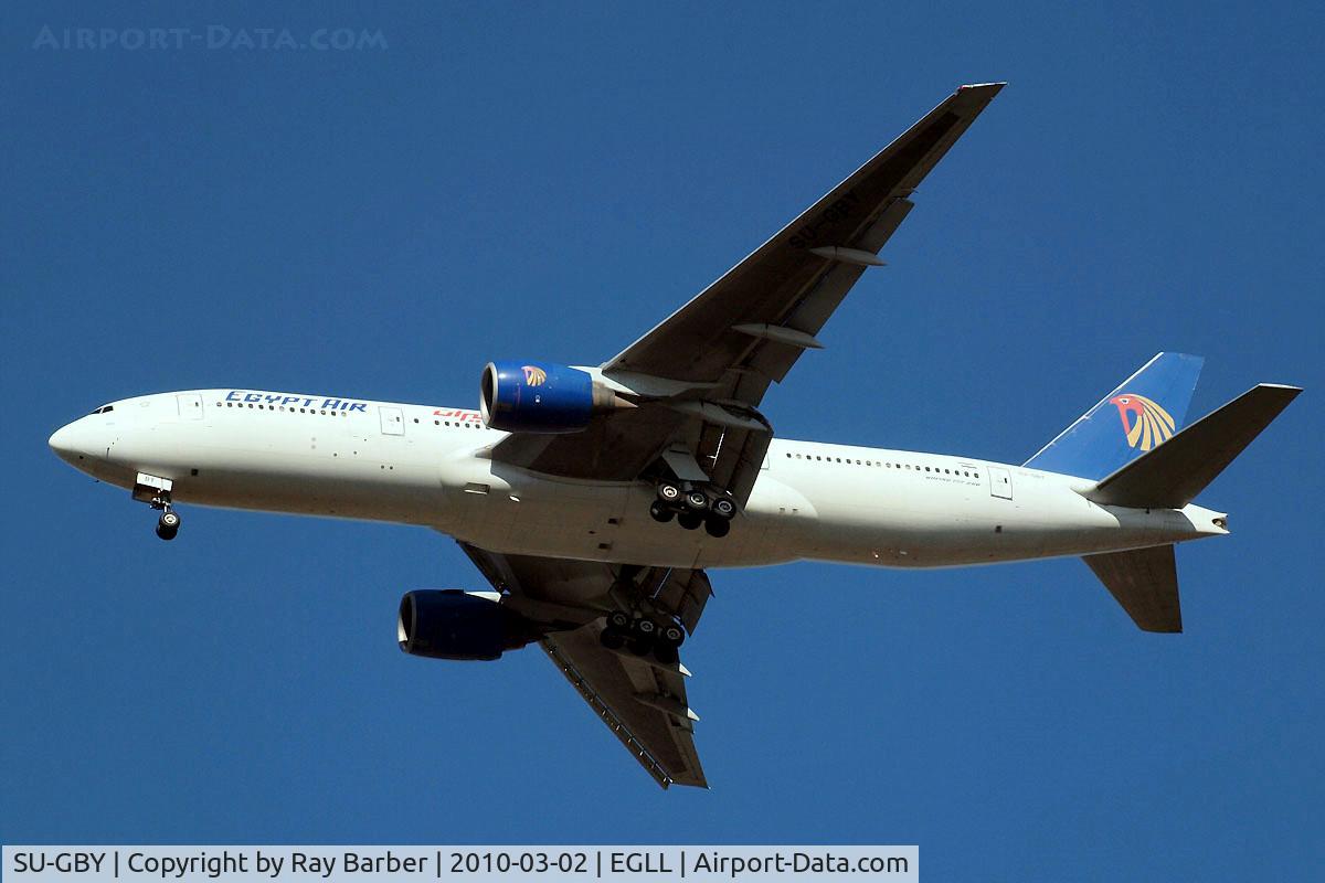 SU-GBY, 2001 Boeing 777-266/ER C/N 32630, Boeing 777-266ER [32630] (EgyptAir) Home~G 02/03/2010. On approach 27R.