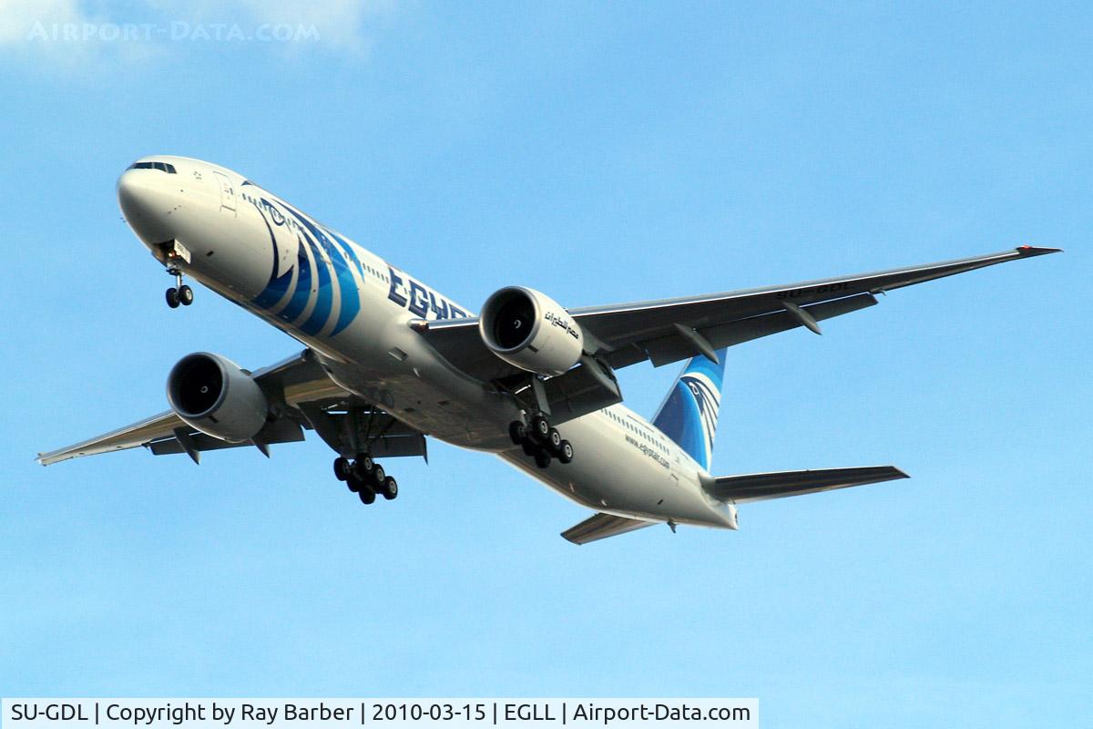 SU-GDL, 2010 Boeing 777-36N/ER C/N 38284, Boeing 777-36NER [38284] (Egypt Air) Home~G 15/03/2010. On approach 27R.