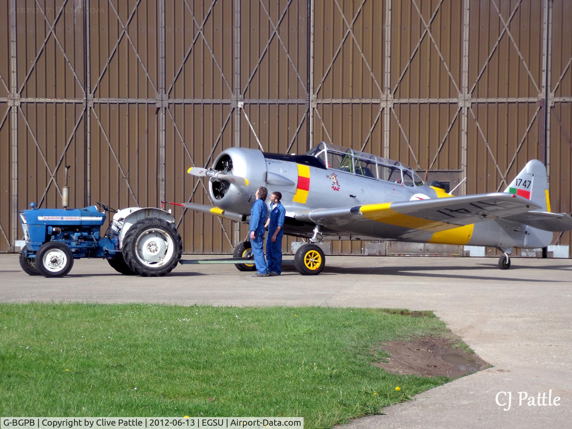 G-BGPB, 1953 Canadian Car & Foundry T-6 Harvard Mk.4 C/N CCF4-538, Tractor Tow to the flightline