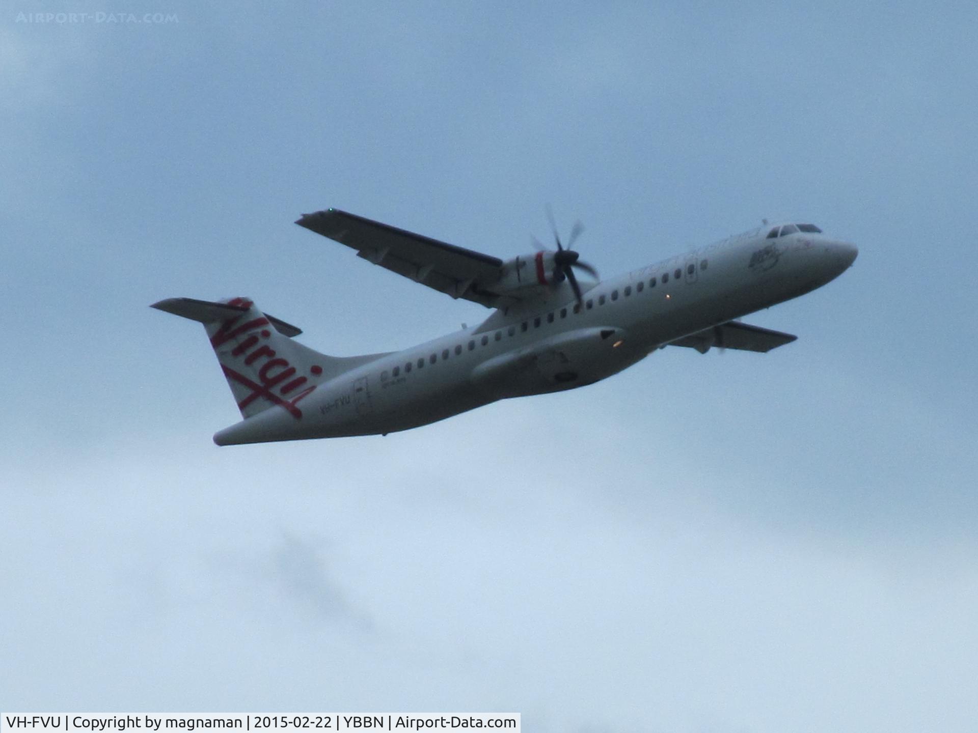 VH-FVU, 2011 ATR 72-500 C/N 978, taking off - viewed from inside international terminal