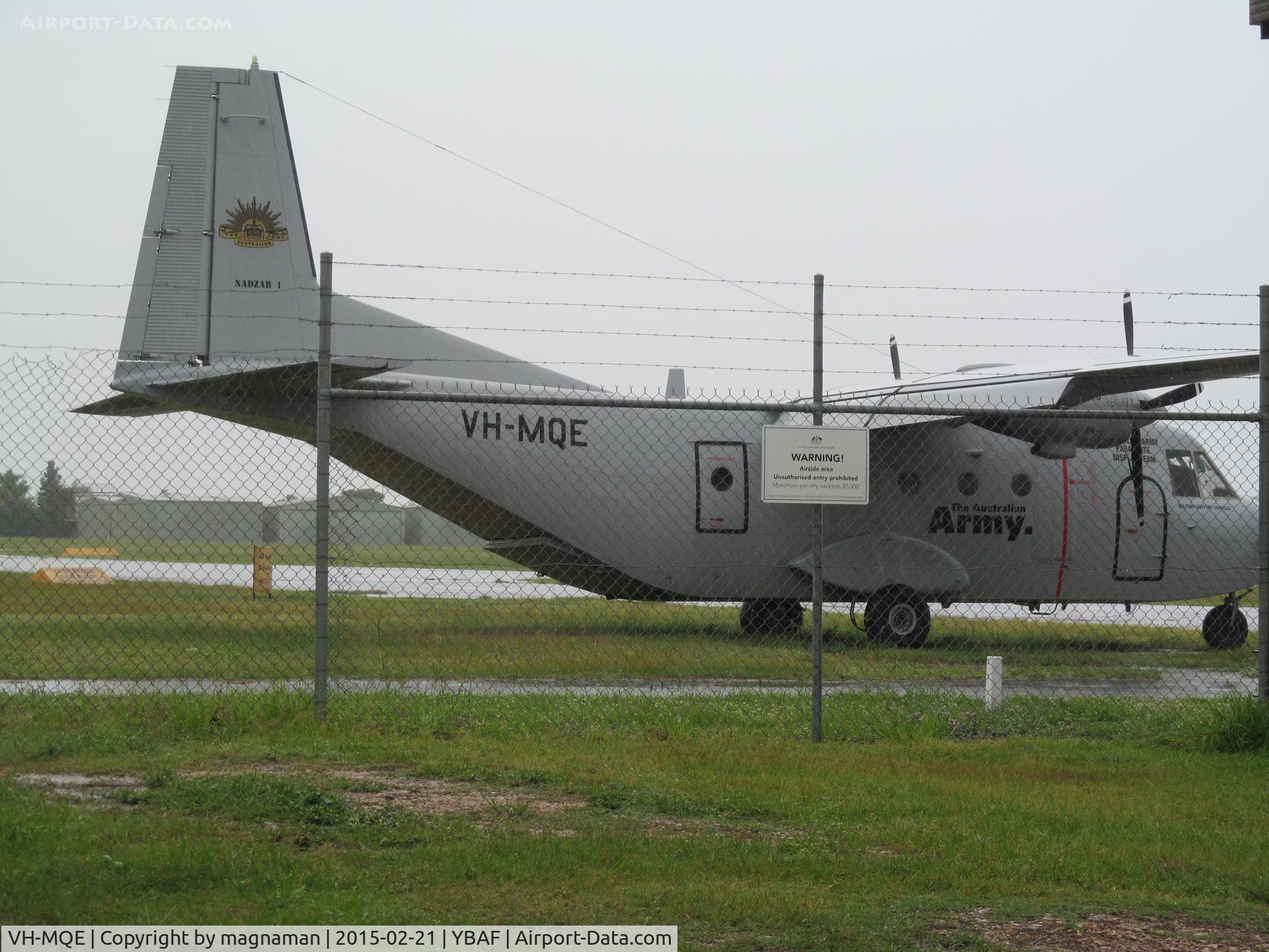 VH-MQE, 1984 CASA C-212-200 Aviocar C/N 318, One of two aviocars noted at a very wet archerfield - other VH-MQD but too wet to get a photo of that one.
