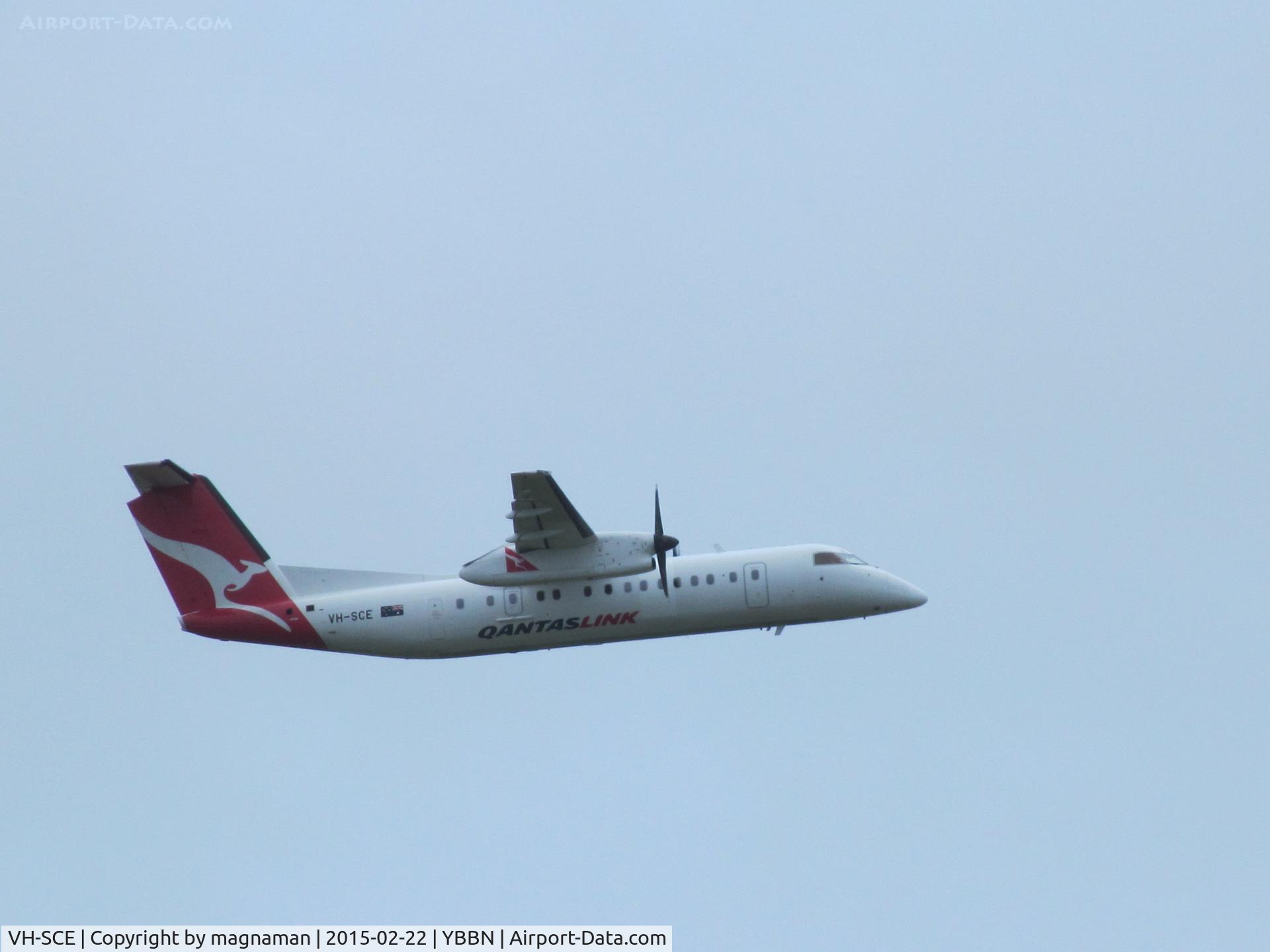 VH-SCE, 2004 De Havilland Canada DHC-8-315Q Dash 8 C/N 602, on take off - only one I saw - most others were series 400Q