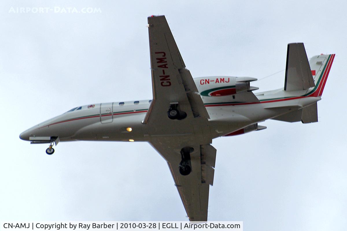CN-AMJ, 2009 Cessna 560XL Citation XLS+ C/N 560-6042, Cessna Citation Excel S+ [560-6042] (Royal Moroccan Air Force) Home~G 28/03/2010. On approach 27R.