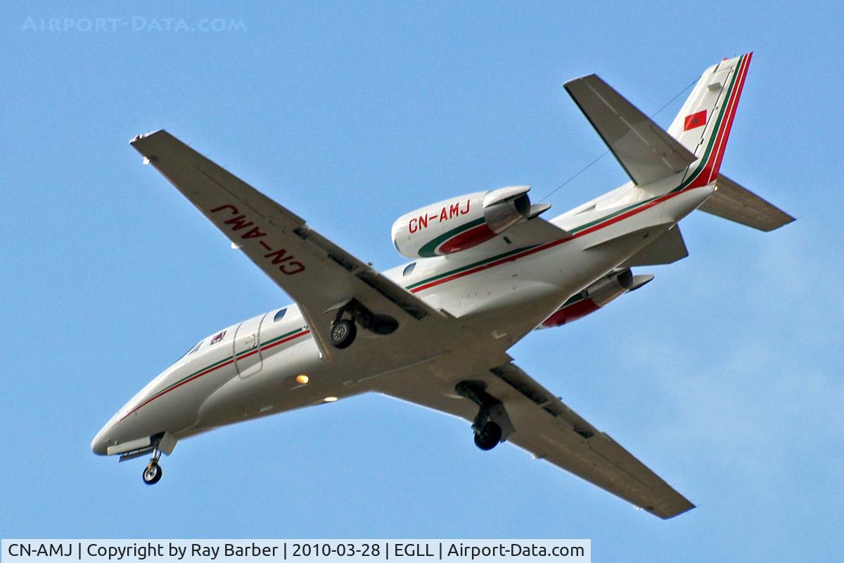 CN-AMJ, 2009 Cessna 560XL Citation XLS+ C/N 560-6042, Cessna Citation Excel S+ [560-6042] (Royal Moroccan Air Force) Home~G 28/03/2010. On approach 27R.