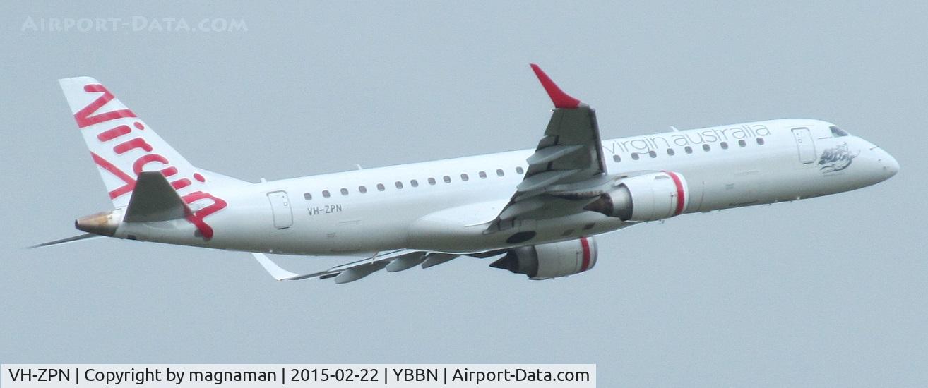 VH-ZPN, 2009 Embraer 190AR (ERJ-190-100IGW) C/N 19000312, just taken off from BNE