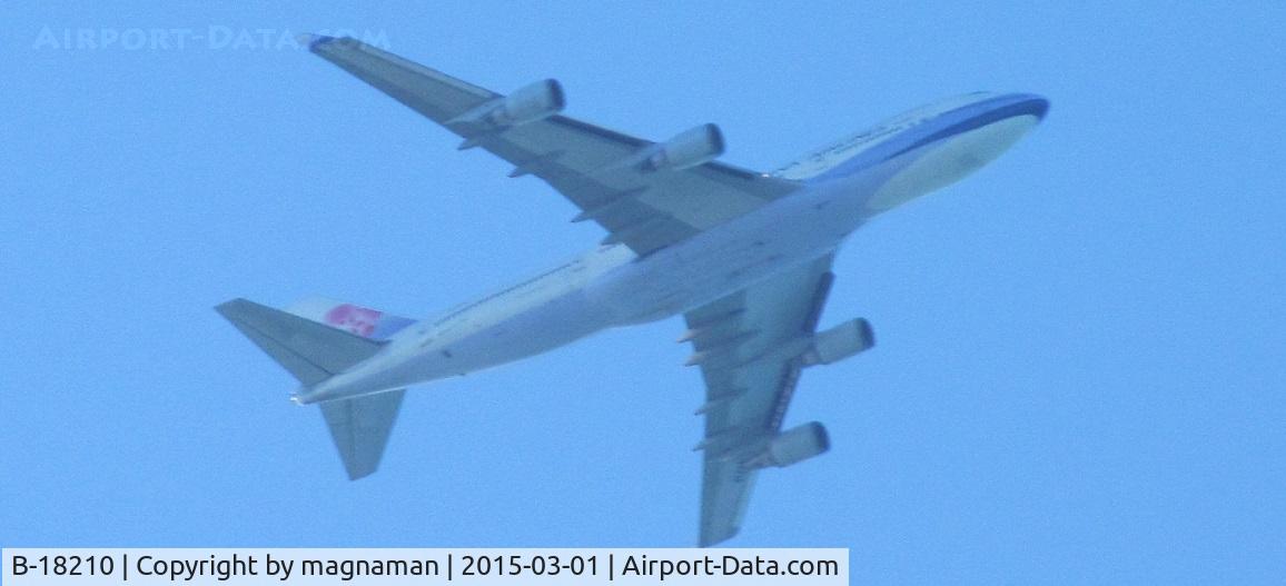 B-18210, 2004 Boeing 747-409 C/N 33734, over back garden in howick