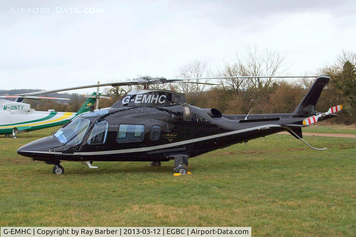 G-EMHC, 2008 Agusta A-109E Power C/N 11721, Agusta A.109E Power [11721] Cheltenham~G 12/03/2013. Now with titles behind the cabin.