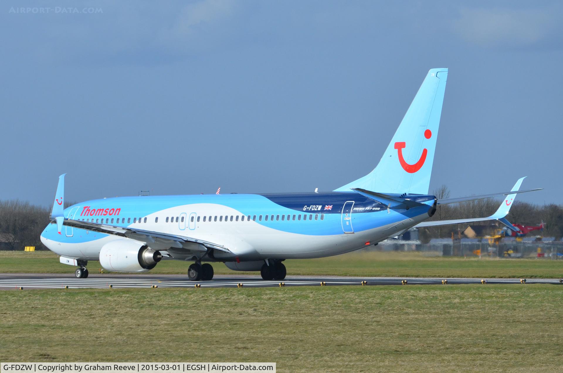 G-FDZW, 2011 Boeing 737-8K5 C/N 37254, About to depart on runway 
