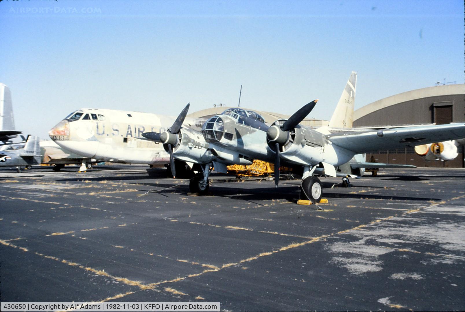 430650, 1943 Junkers Ju-88D-1/Trop C/N HK595, Beside a B-52 at the USAF Museum in 1982.