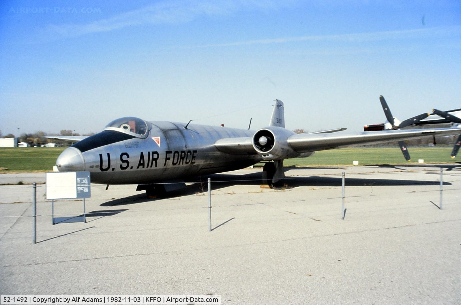 52-1492, 1952 Martin RB-57A Canberra C/N 075, At the USAF Museum in 1982.