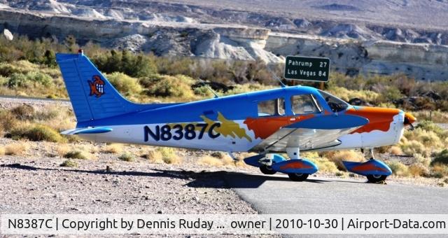 N8387C, 1976 Piper PA-28-140 Cherokee C/N 28-7625110, N8387Charlie sitting at Shoshone Intl. Airport near south entrance to Death Valley