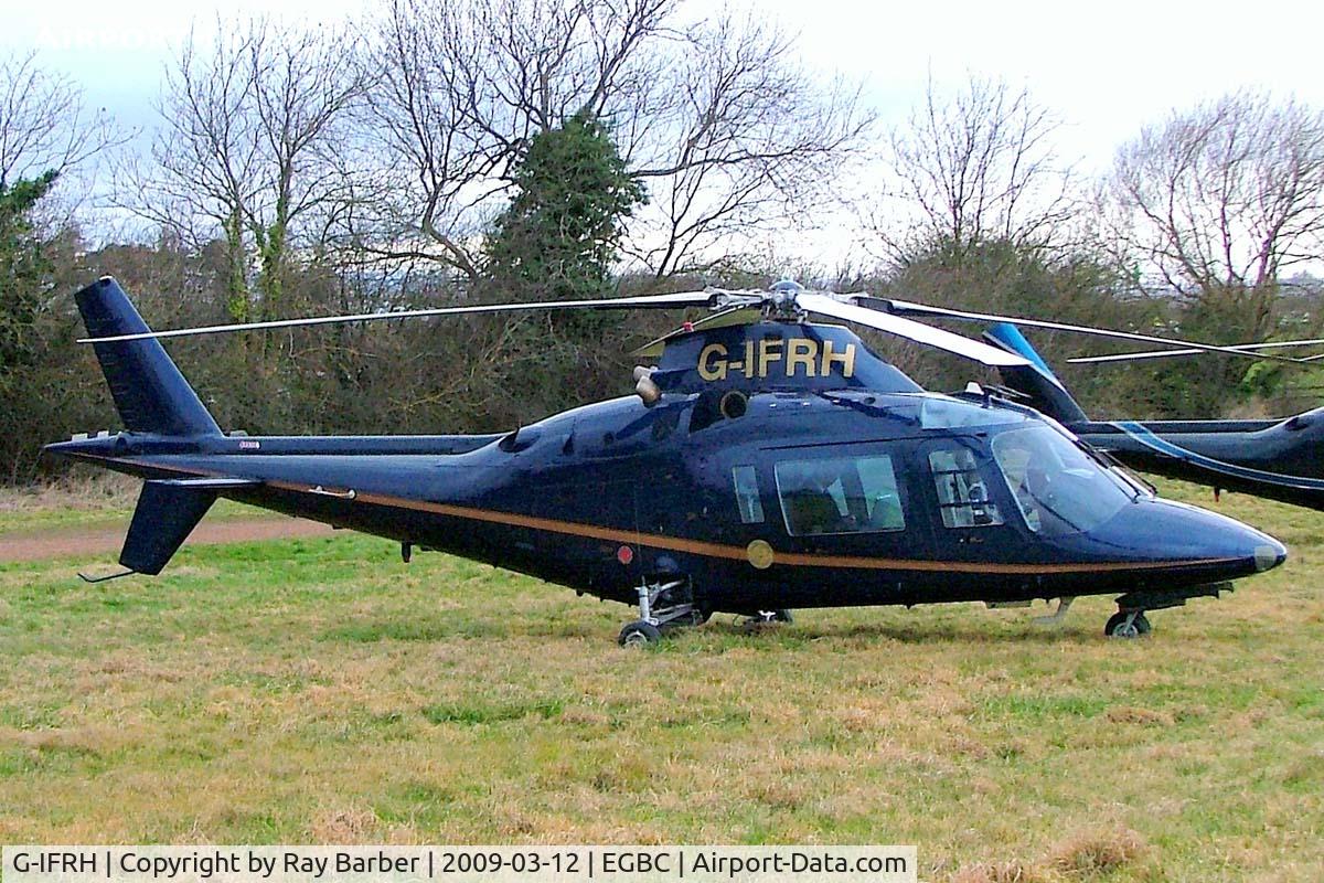 G-IFRH, 1990 Agusta A-109C C/N 7619, Agusta A.109C [7619] Cheltenham~G 12/03/2009/ Seen here with small disc on cheetline.