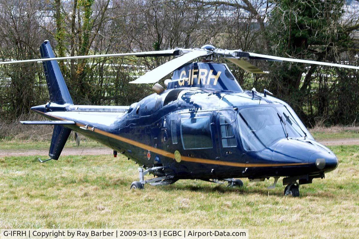 G-IFRH, 1990 Agusta A-109C C/N 7619, Agusta A.109C [7619] Cheltenham~G 13/03/2009/ Seen here with small disc on cheetline.
